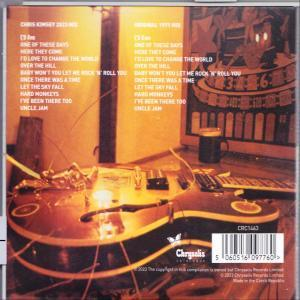 CD hátlapja számlistával és gitárművészettel. Chrysalis Records logó.