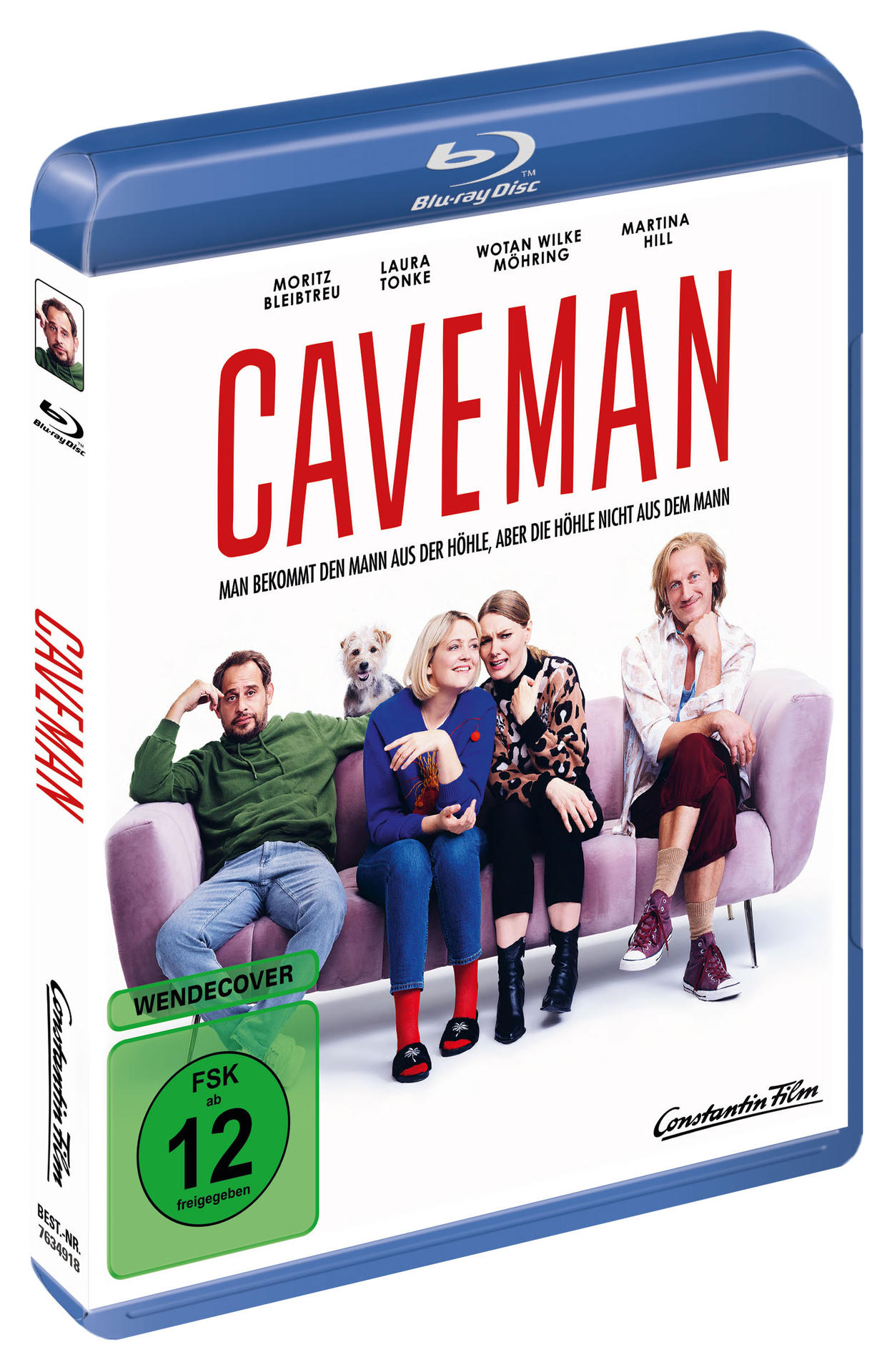 Eine Blu-ray-Hülle mit dem Film 'Caveman' wird gezeigt.