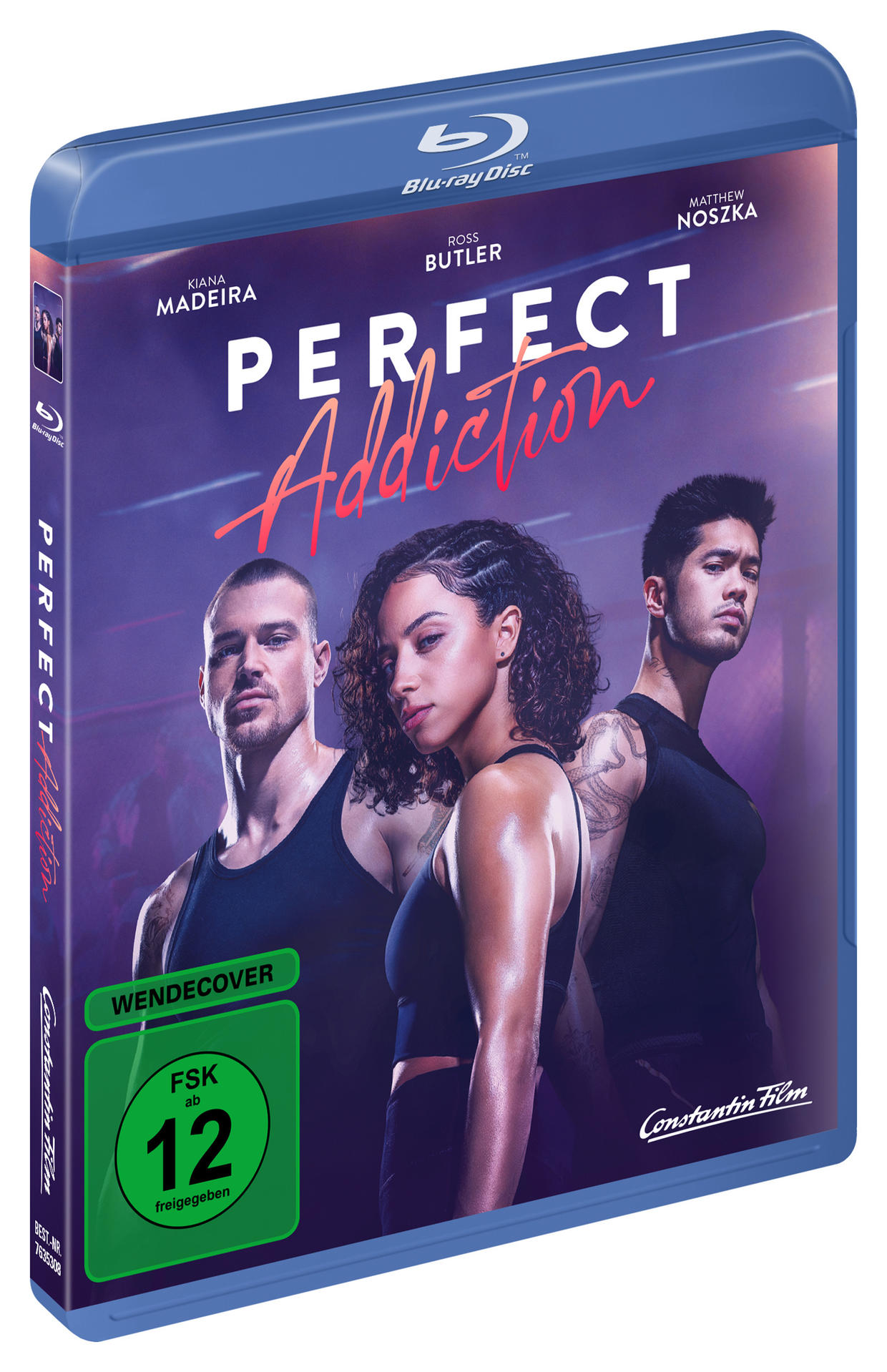 Blu-ray-Disc-Cover für 'Perfect Addiction'. Enthält Schauspieler und Titeltext.