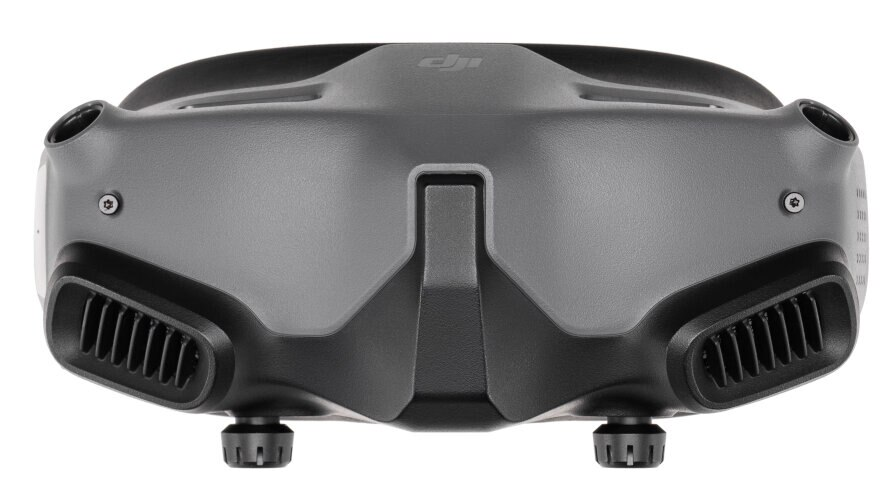 Gogle do drona DJI FPV. Ciemnoszary z otworami wentylacyjnymi i dwoma punktami mocowania.