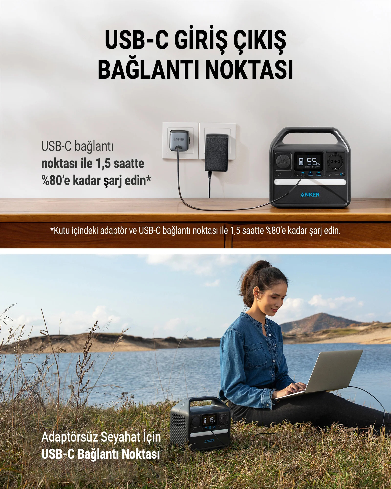 ANKER 521 PowerHouse 256W Taşınabilir Şarj İstasyonu Siyah
