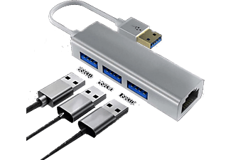 DAYTONA FC06 USB to 3 Port USB RJ45 Kablolu Adaptör Gri_0