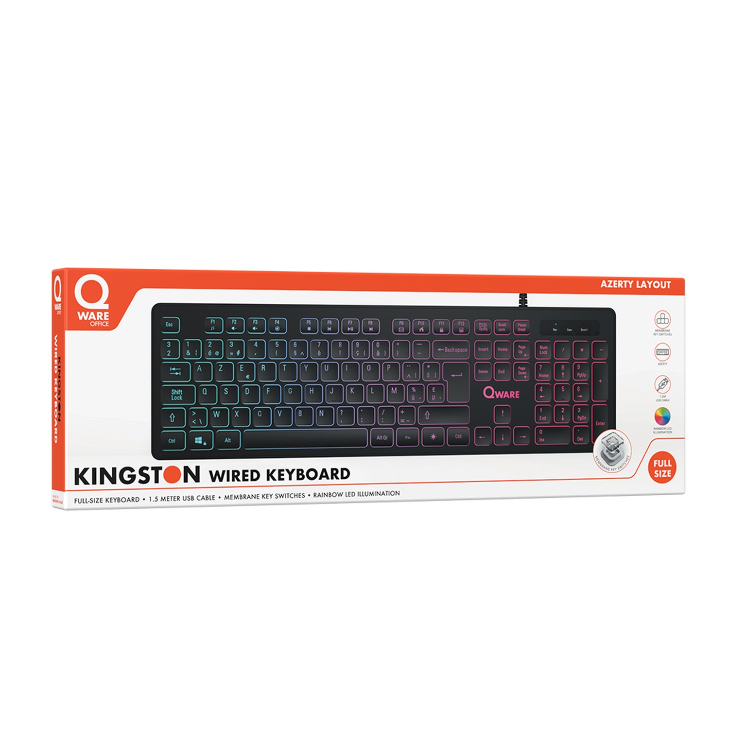 Keyboard in a box, AZERTY layout, full-size, Kingston Wired Keyboard.