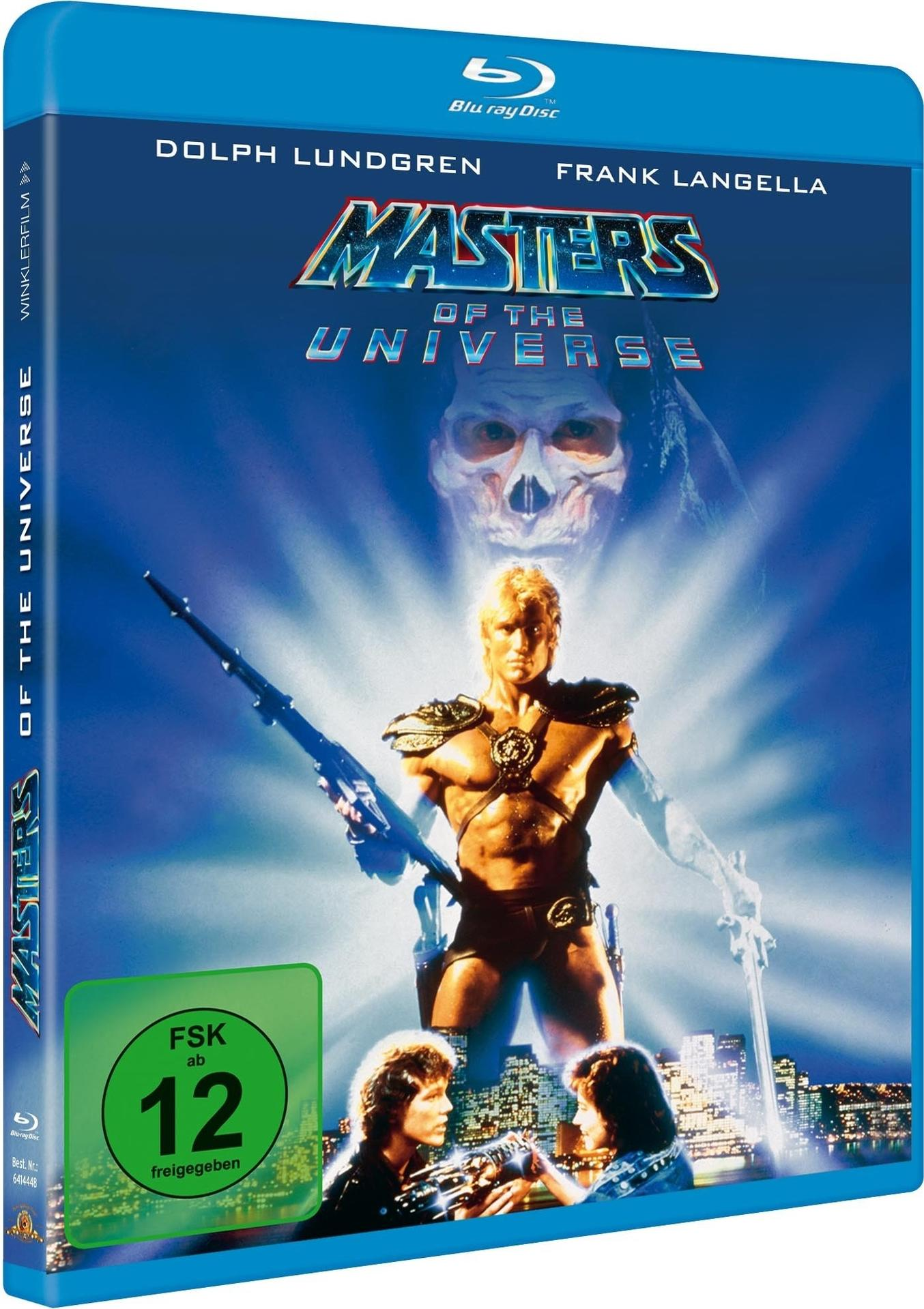 Blu-ray-Disc-Cover des Films 'Masters of the Universe'. Zeigt Dolph Lundgren mit einer Waffe.