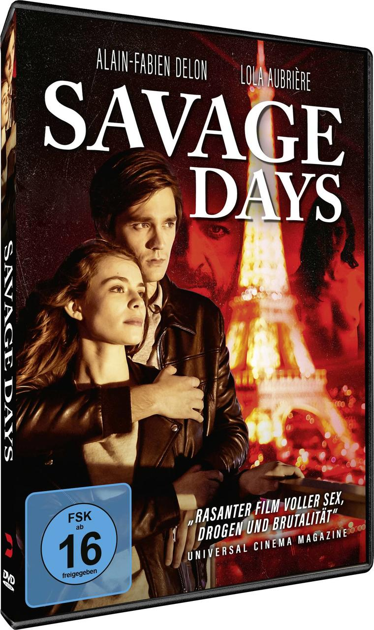 DVD-Cover, Film Savage Days, mit einem Paar und Eiffelturm.