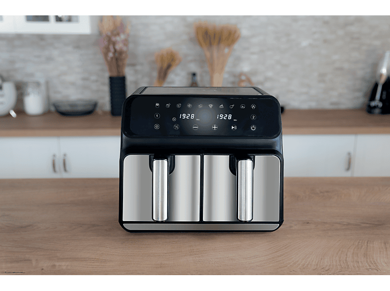 UNOLD Doppelkammer TWIN ZONE Heißluftfritteuse 1700 Watt Schwarz