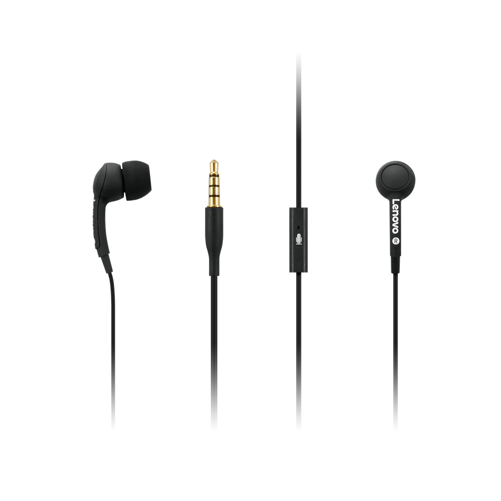 Auriculares de botón - Lenovo 100, Intraurales, Micrófono, Negro