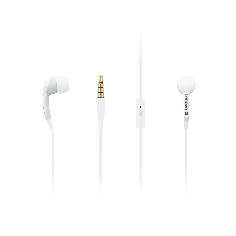 Auriculares de botón - Lenovo 100, Intraurales, Micrófono, Blanco