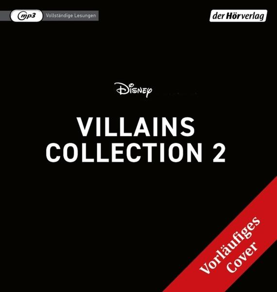 Schwarz-weiß Albumcover mit dem Titel „Villains Collection 2“ und rotem Diagonallbanner.