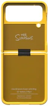 Żółte etui na telefon Simpsons dla telefonu z klapką, z logo i tekstem Simpsons.