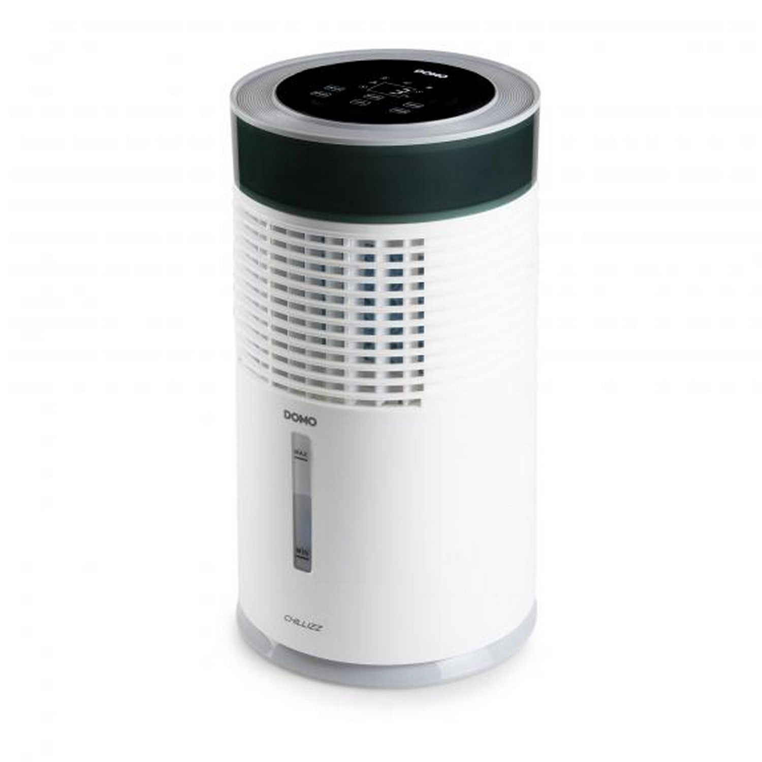 Purificateur d'air blanc et noir debout.