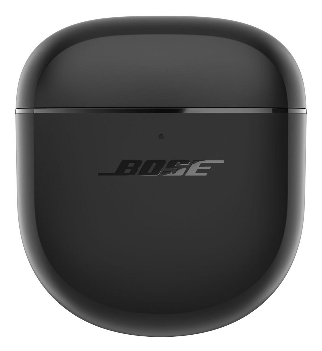 Czarne etui ładujące słuchawek Bose z logo Bose.