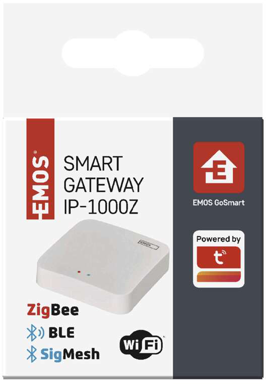 Smart Gateway doboz termékadatokkal és logóval.