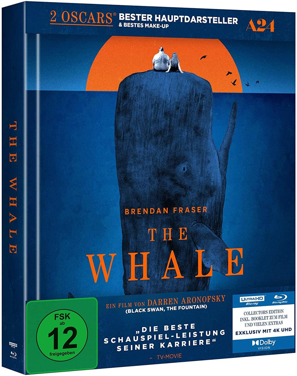 Eine DVD-Hülle für den Film 'The Whale' mit dem Titel und einem Bild eines Wals.