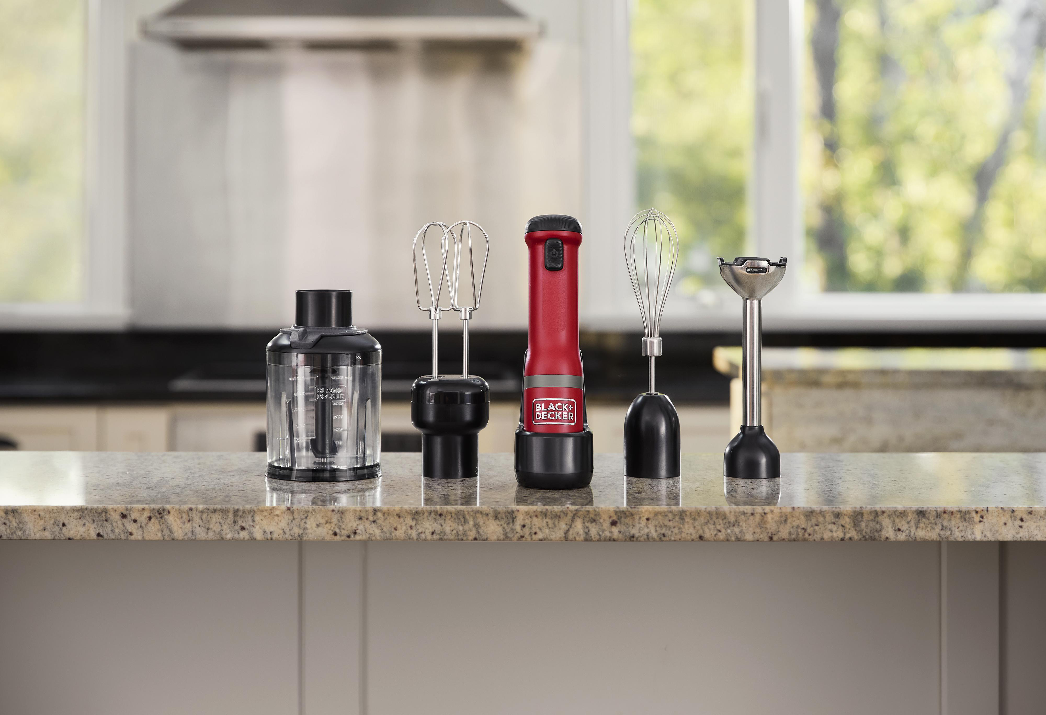 BLACK+DECKER BCKM1014KR 4er Set Kitchen Wand Stabmixer Rot (7,2 Volt, 0.7 l)