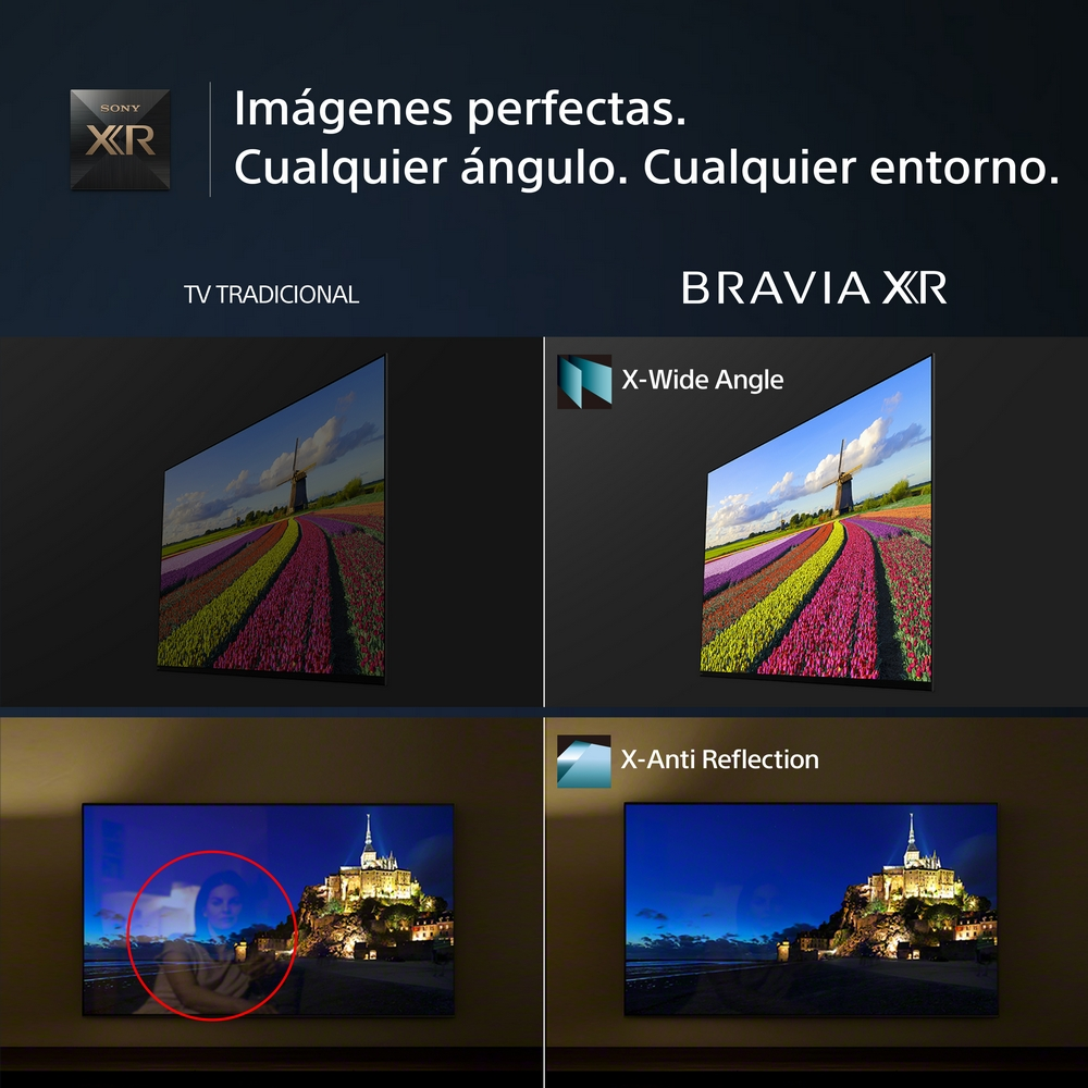 Comparación de televisores; tradicional vs. BRAVIA XR. Escenas de ejemplo.