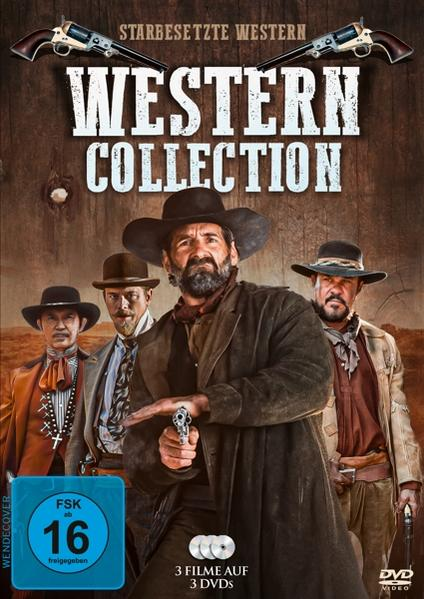 DVD-Cover: Western Collection. Vier Männer in Western-Kleidung, zwei Revolver oben. Ein Bewertungsticker ist drauf.