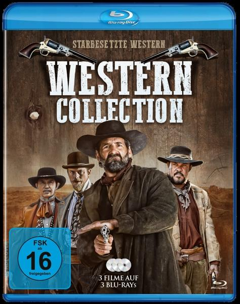DVD-Cover, Westernfilm mit Cowboys, Revolvern und Titel 'Western Collection'.