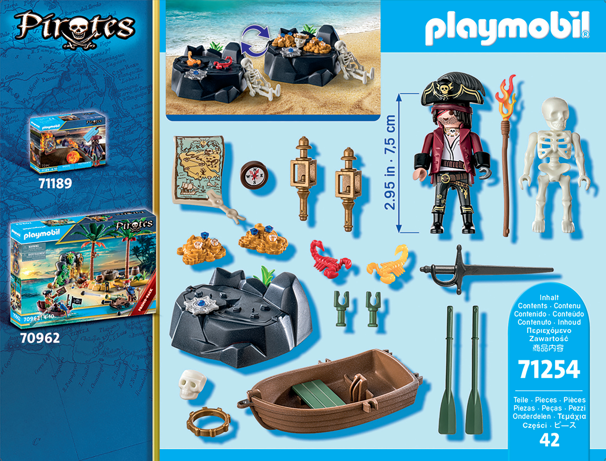 PLAYMOBIL 71254 Starter Pack Pirat mit Ruderboot Spielset, Mehrfarbig