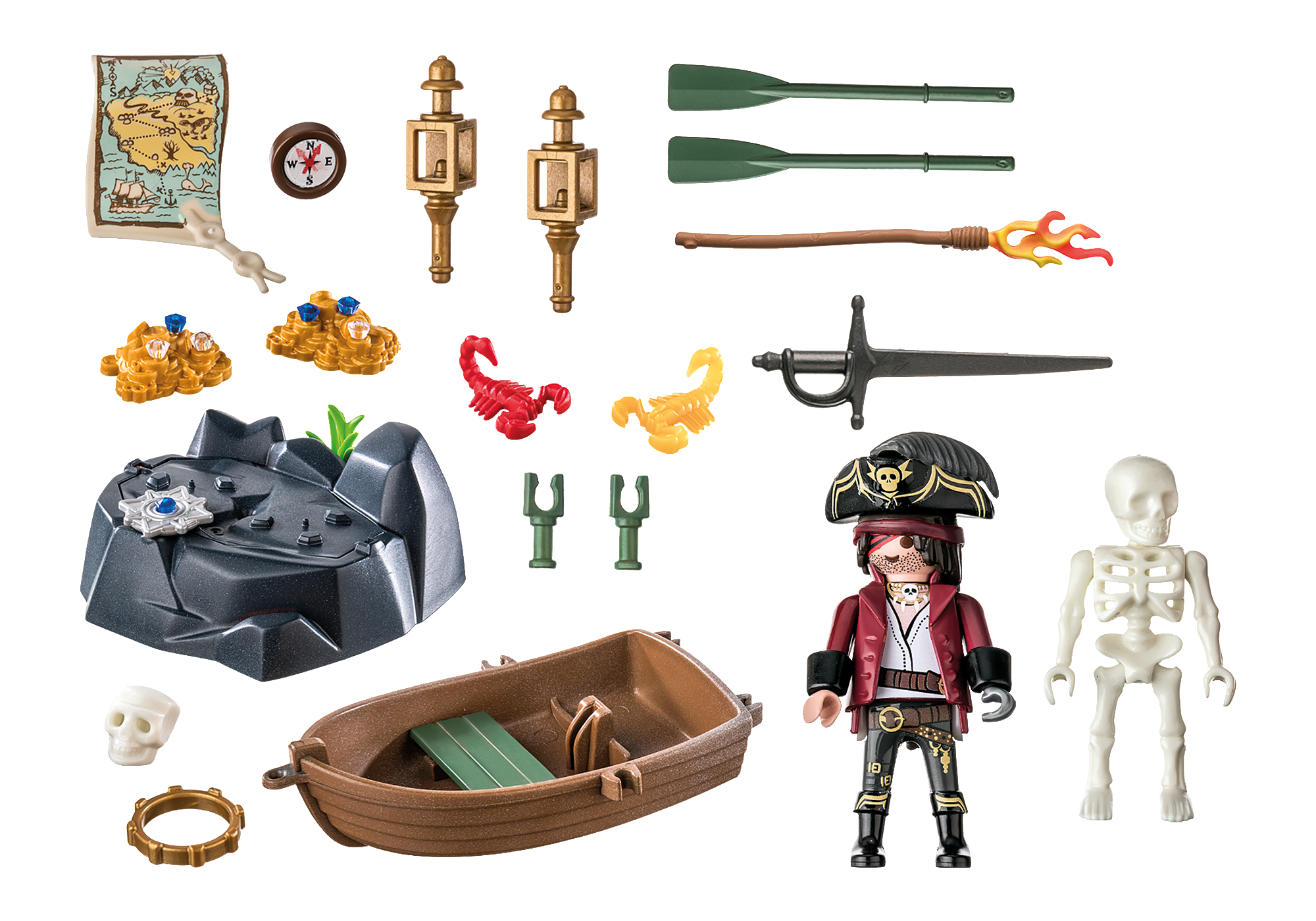 PLAYMOBIL 71254 Starter Pack Pirat mit Ruderboot Spielset, Mehrfarbig