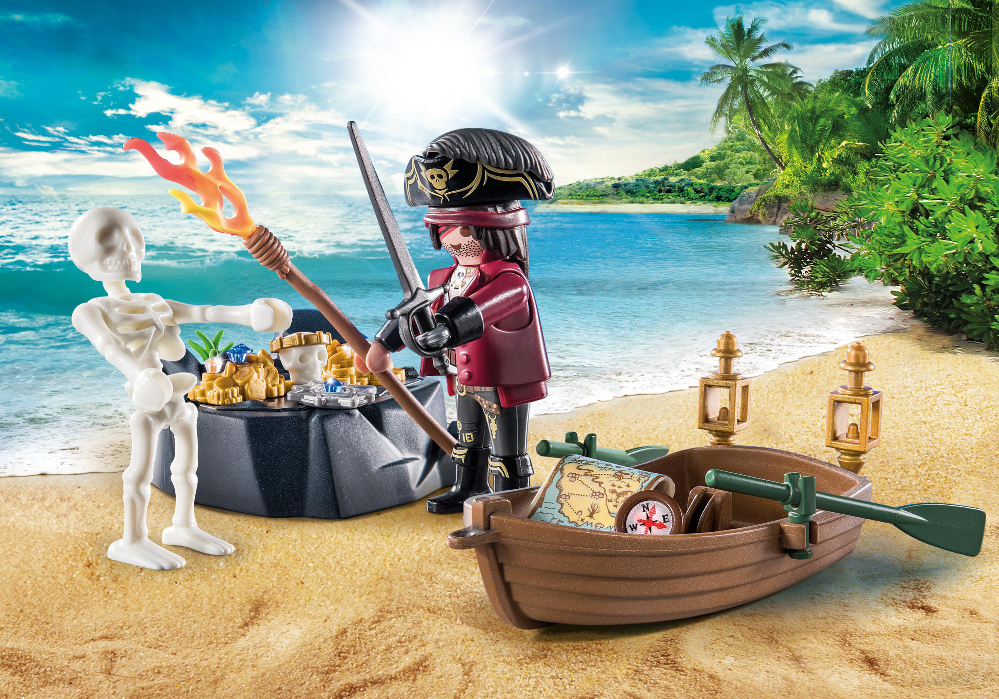 PLAYMOBIL 71254 Starter Pack Pirat mit Ruderboot Spielset, Mehrfarbig