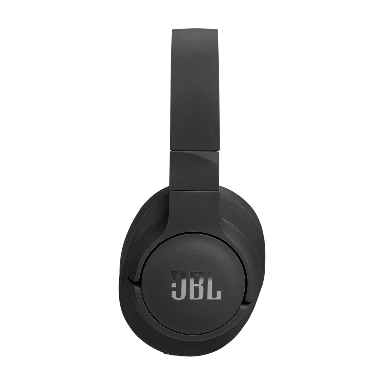 Cuffie JBL nere con il logo del marchio sul padiglione auricolare.