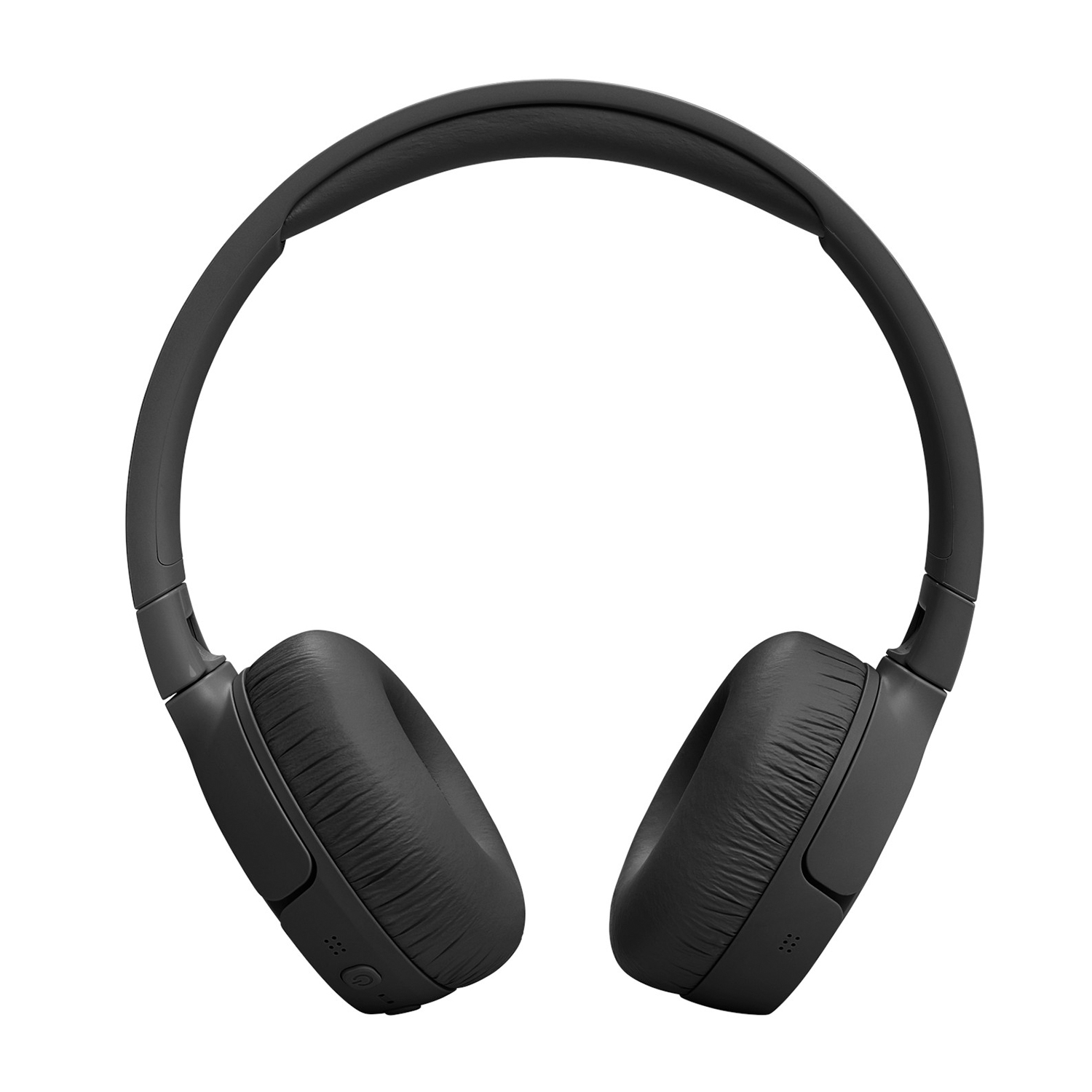 Cuffie over-ear nere, vista dall'alto, con padiglioni imbottiti e fascia imbottita.