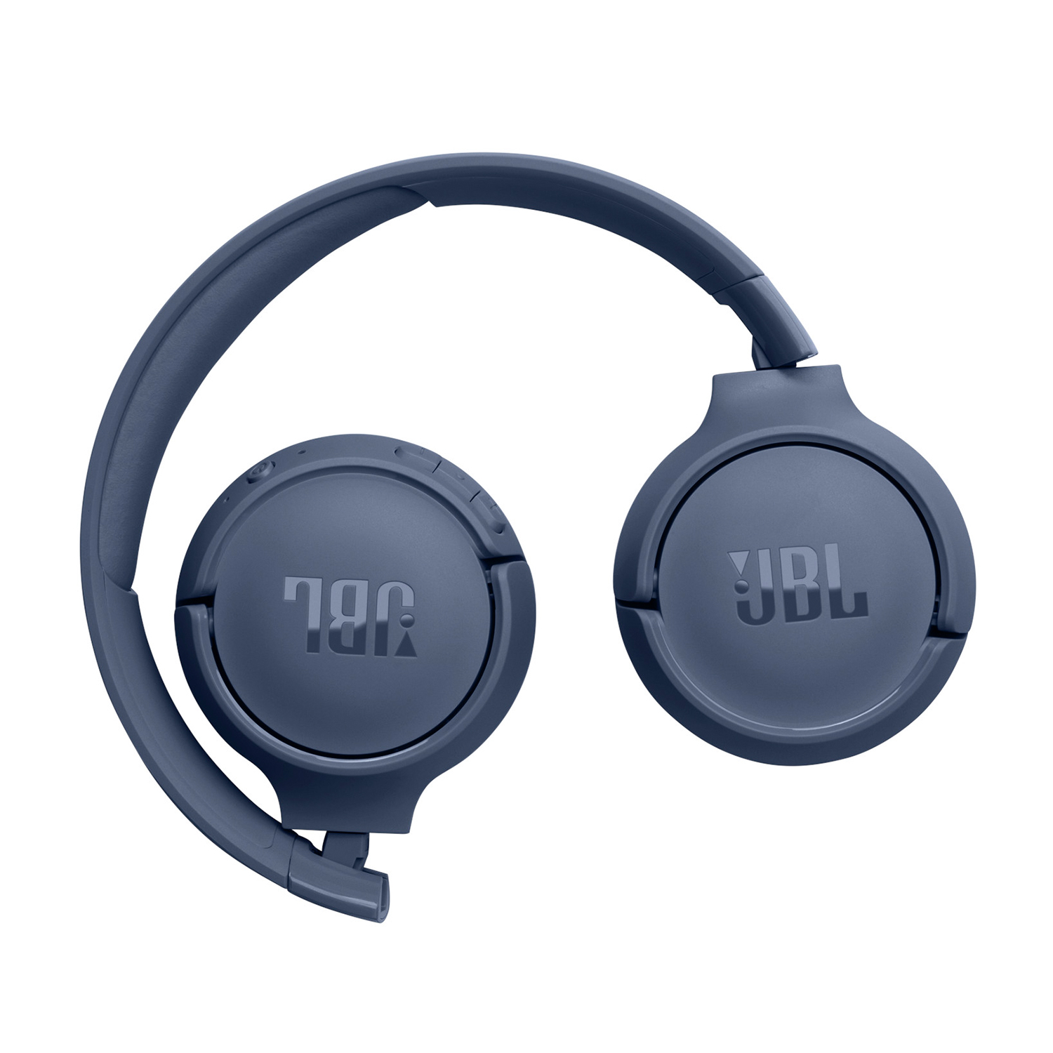 Cuffie blu pieghevoli con logo JBL visibile.