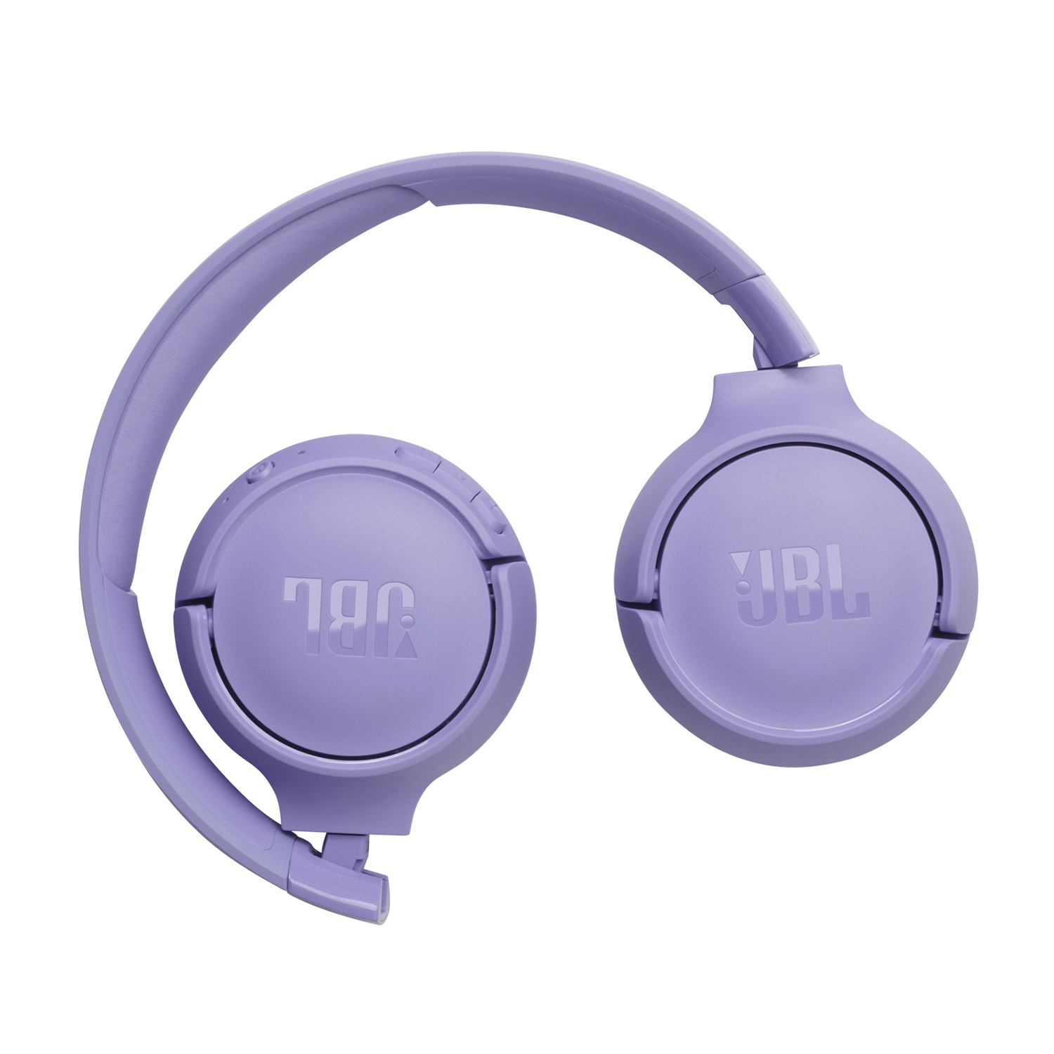 Cuffie JBL viola, aperte, su sfondo bianco. Il logo JBL è visibile.