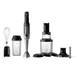 PHILIPS HR2657/90 Viva Collection Stabmixer Schwarz/Edelstahl (800 Watt, Zerkleinerer 1 Liter, Mixbecher 0.7 Liter)