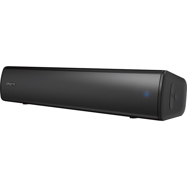Barra de sonido negra con la palabra 'Creative'.