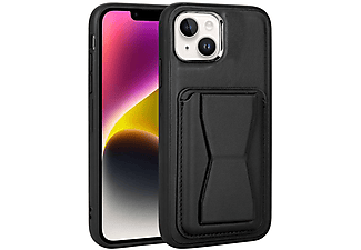 CEPAX iPhone 14 Plus Handmade Leather Magnetic Stand Cardcase Siyah Case Telefon Kılıfı
