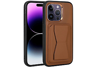 CEPAX iPhone 14 Pro Handmade Leather Magnetic Stand Cardcase Kahverengi Case Telefon Kılıfı