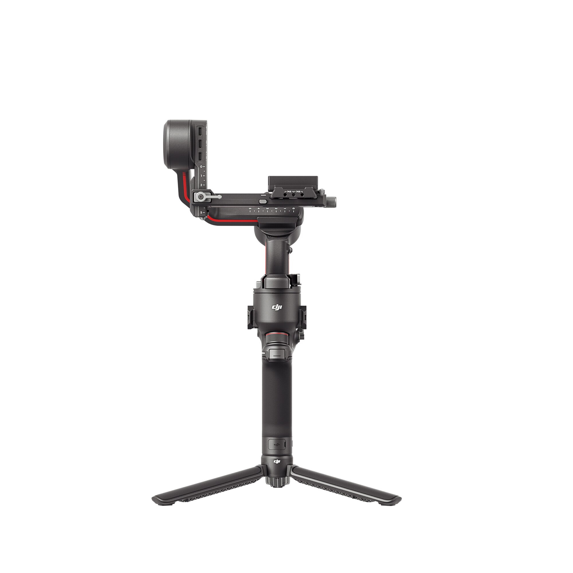 Stabilizator gimbala DJI Ronin RS 3 Pro na białym tle, mocowanie kamery i statyw.