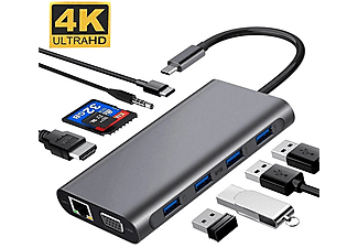 DAYTONA FC31 Type-C Usb-C To 4 Usb 3.0 HDMI VGA RJ45 Pd Aux Sd 11 in 1 Çevirici Gri_5