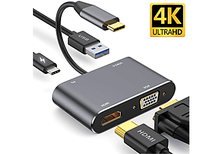 DAYTONA FC02 4 in 1 USB C to HUB PD HDMI VGA USB Adaptör Gri_4