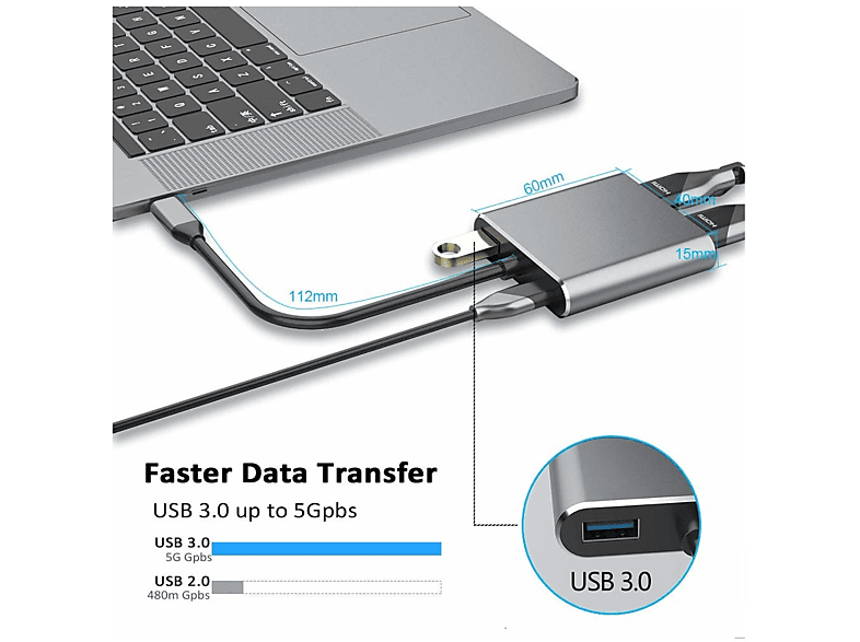 DAYTONA FC02 4 in 1 USB C to HUB PD HDMI VGA USB Adaptör Gri_5