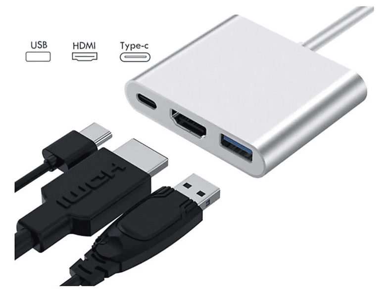 DAYTONA FC01 3 in 1 Type C HDMI USB Multi Adaptör Silver_4