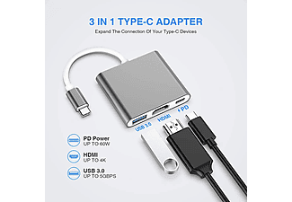 DAYTONA FC01 3 in 1 Type C HDMI USB Multi Adaptör Silver_6