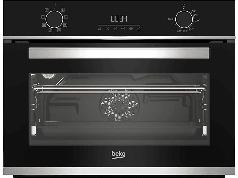 Horno compacto  Beko BBCM13300XC, Multifunción, Parcialmente catalítico,  48 l, 59.4 cm, Integrable, Negro