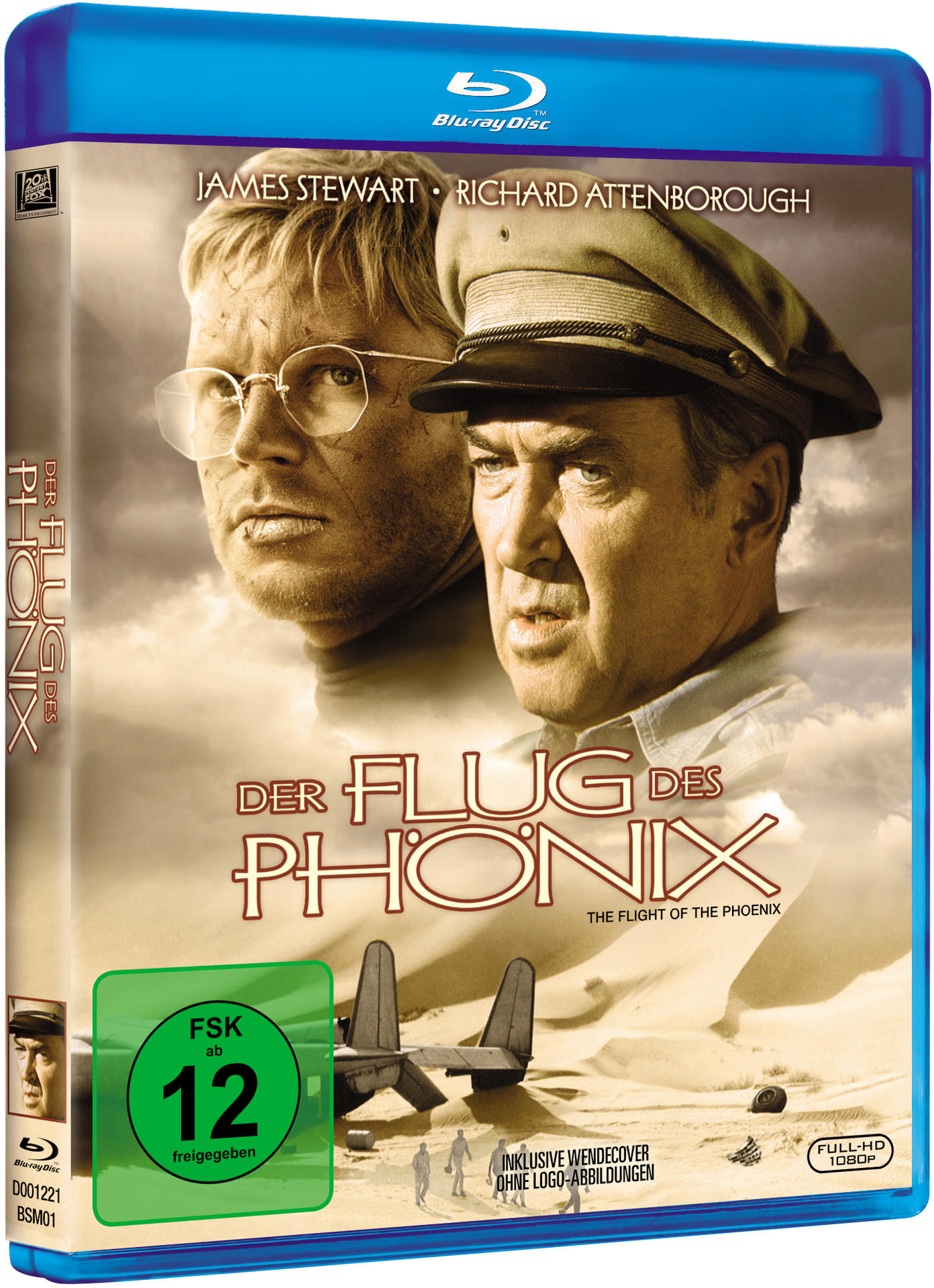 DVD-Cover von 'Der Flug des Phönix' mit Schauspielern und Flugzeug.
