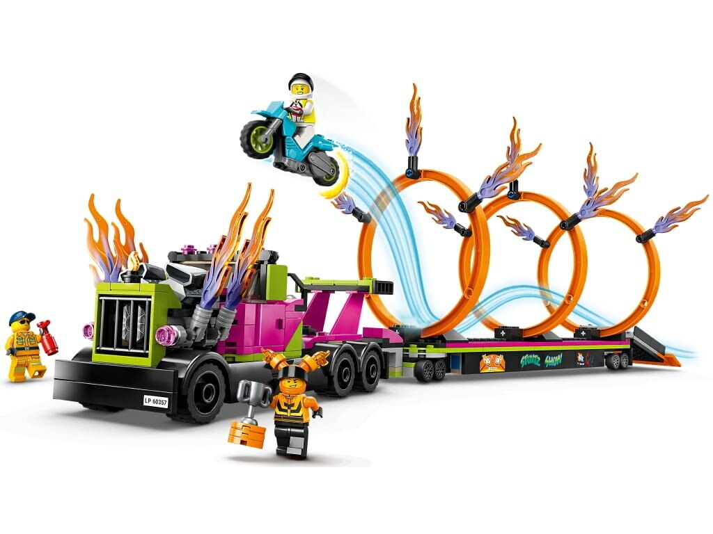 Klocki LEGO City Wyzwanie kaskaderskie – ciężarówka i ogniste obręcze (60357)