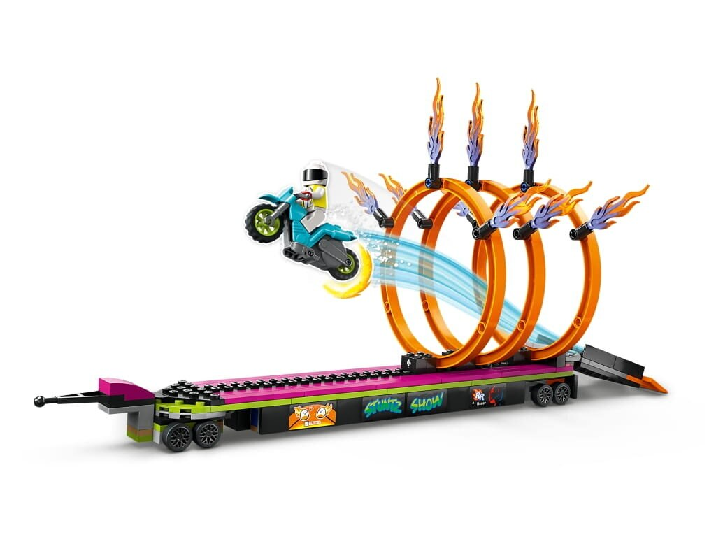 Klocki LEGO City Wyzwanie kaskaderskie – ciężarówka i ogniste obręcze (60357)