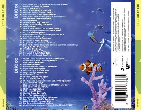 CD-Cover mit einer farbenfrohen Unterwasserszene. Es gibt Fische, Korallen und Text, der die Songs auflistet.