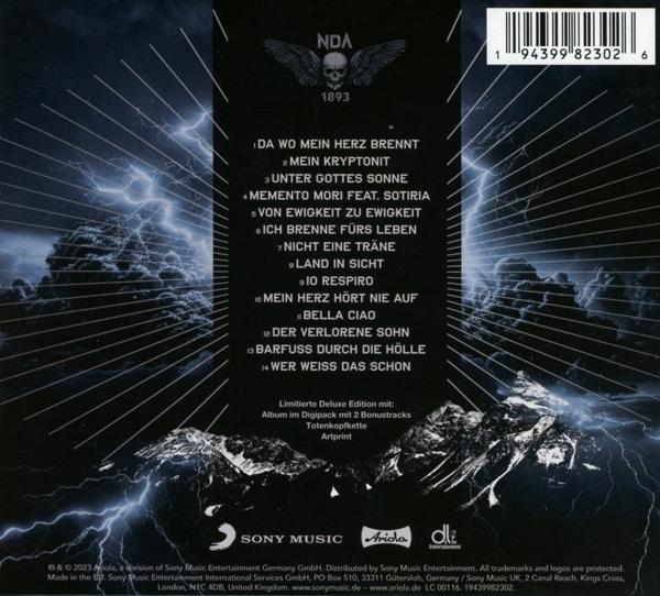 Albumcover. Schwarz-weißes Design mit Blitzen und Text.