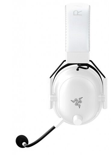 Białe słuchawki Razer z mikrofonem, na białym tle.