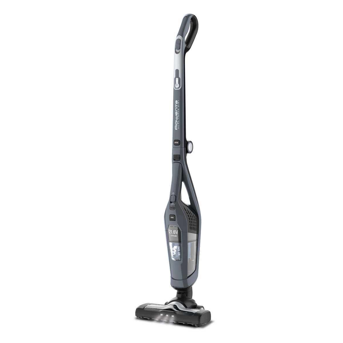 Aspirador escoba - Rowenta  RH6756WO Dual Force 2 en 1, LED, Gris