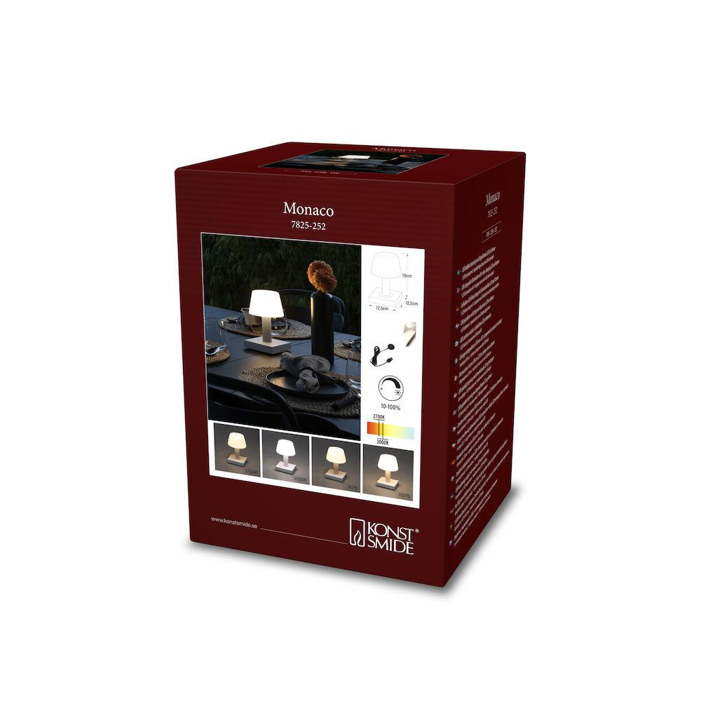 Eine Produktbox für eine kleine Tischlampe. Sie hat ein Bild der Lampe und andere Designoptionen.