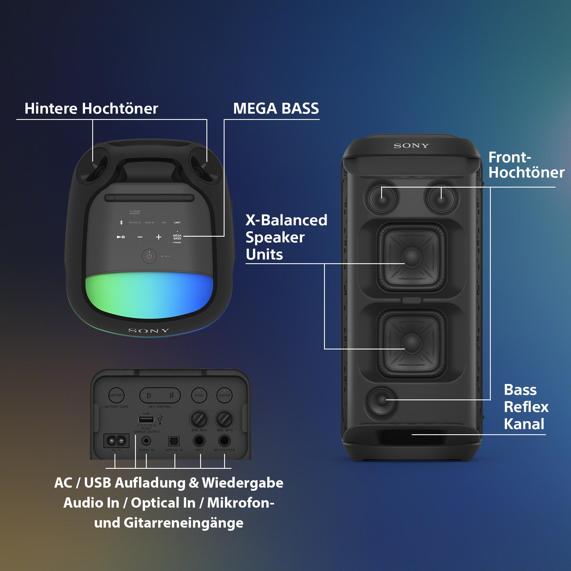 SONY SRS-XV800 Bluetooth Partybox, Schwarz