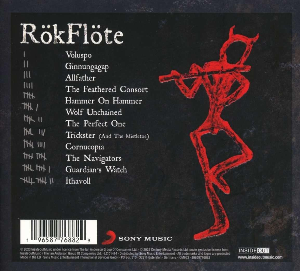 Album borító, piros figurával, aki fuvolázik. Számlista bal oldalon.